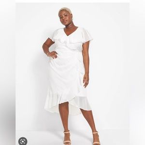 Plus size bridal. Plus size eras tour.Fitted Surplice Dress With Ruffle Detail